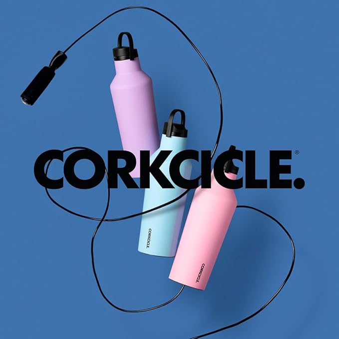 Corkcicle Insulated Canteen Travel Water Bottle, Triple Insulated Stainless Steel, Easy Grip Quick Sip Cap, Keeps Beverages Cold for 25 Hours or Warm for 12 Hours, 32oz, Powder Blue