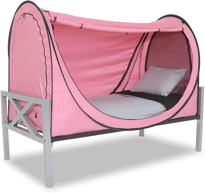 Privacy Pop up Eclipse Bed Tent Bed Drapes (Pink, Full)