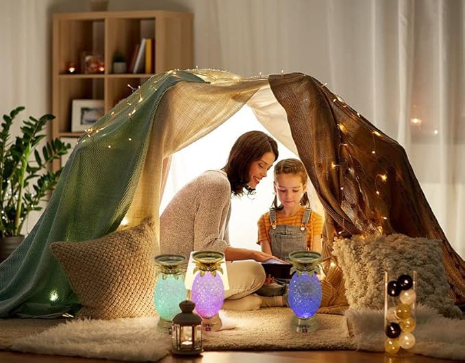 YAKii 9.5" Pineapple LED Color Changing Shine Lava Lamp,Swirling Water Waves Lamp Kid Safe Battery/USB Cable Operated,Table Lamp Candle Holder Table Decoration Gold(Pack of 2)