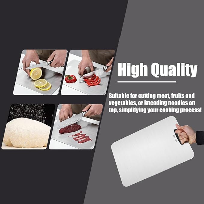 Titanium Cutting Boards for Kitchen - 100% Pure Titanium Cutting Board - Double Sided Food Grade Quality Cutting Boards - Easy to Clean and Store (14"L x 10"W)