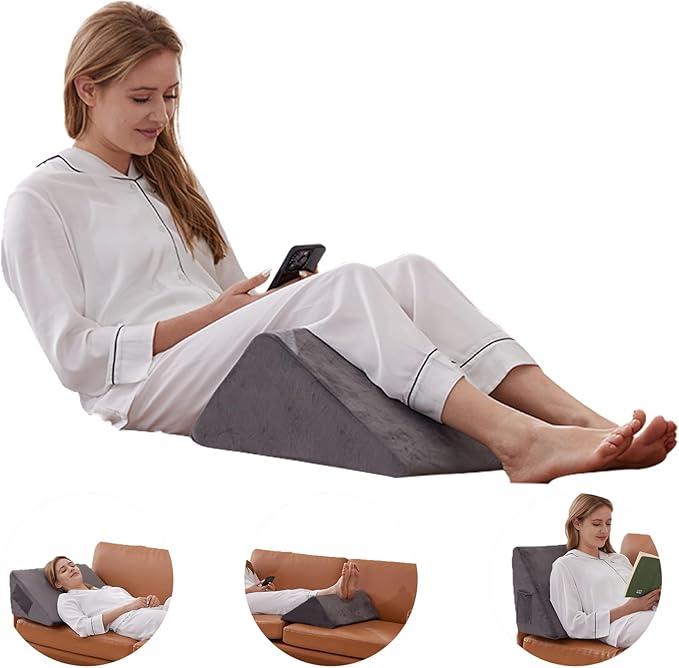 Knee Wedge Pillow, Memory Foam Leg Pillow Bed Wedge for Sleeping, Wedge Pillow for Legs Post Surgery, Triangle Pillow Wedge for Knee Support, Leg Elevation, Knee Hip Back Pain Relief