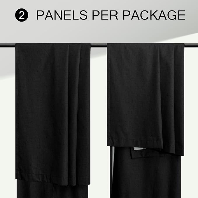 54 Inch Curtains Length 2 Panels Set 100% Blackout Modern Black Out Linen Drapes with White Back Tab Room Darkening Insulated Thermal Short Sundown Solar Curtains for Bedroom Noise Reducing Reduction