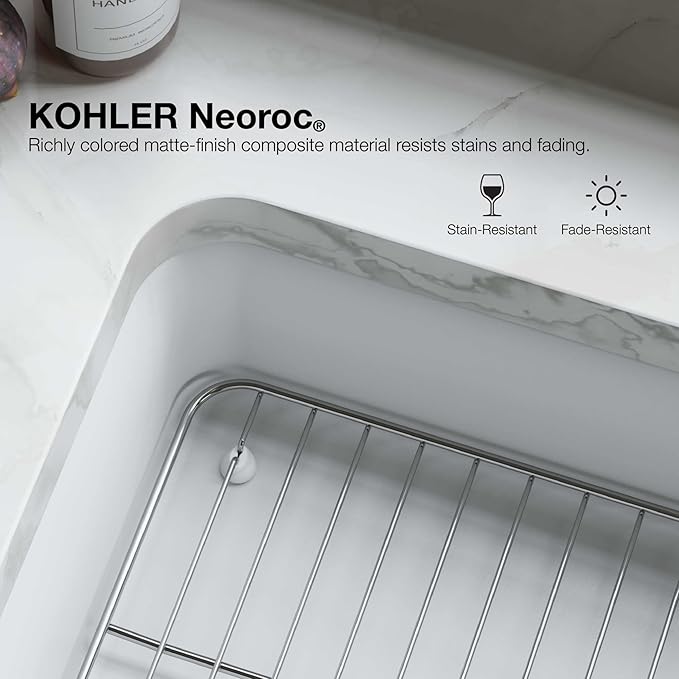 KOHLER 28001-CM6 Cairn Sink, 24 in, Matte White
