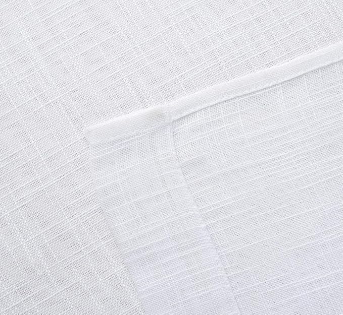 MIUCO Sheer Curtains 84 Inch Long White Living Room Curtains Semi Voile Sheer Panels Linen Textured Grommet Curtains Window Curtain Panels, 37 x 84 Inches Length Set of 2 Drapes