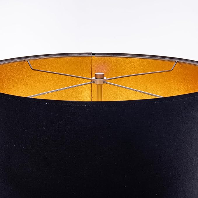 Wellmet Gold Crystal Drum Shade Floor Lamp, 6 Light Black Gold Shade, Candle Base for Living Room, Bedroom, Reading Room, Hallway, Corridor