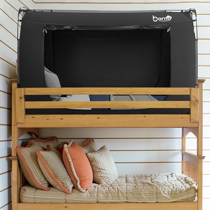 BORNA Bed Tent Bed Canopy Bunk Twin Size, Portable Sleeping Tents Dream Tents Indoor for Kids and Adult, Breathable 70% Blackout Big Space on Bed with Three Doors (Mattress Not Included)