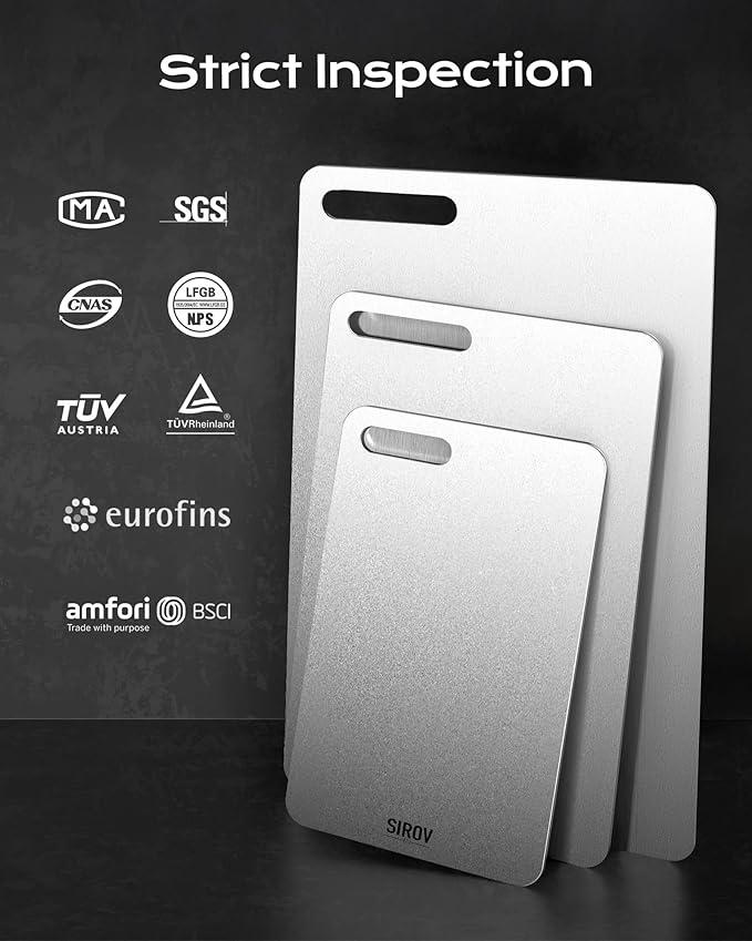 Titanium Cutting Board, 100% Pure Titanium Cutting Boards For Kitchen, Best Non Toxic titanium chopping board, Dishwasher safe, Hygiene and Durability for Meat, Fruit, and Vegetables (10.2L*6.3W)