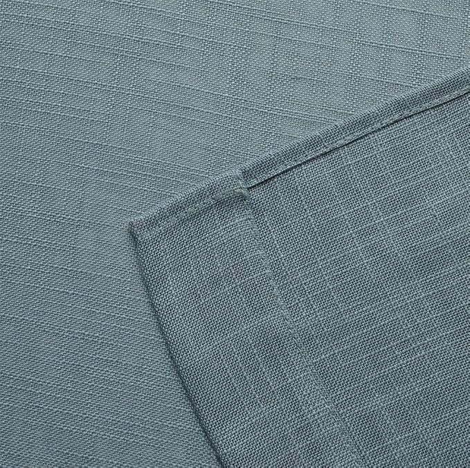 MIUCO Semi Sheer Curtains Poly Linen Textured Solid Grommet Curtains 95 Inches Long for Bedroom 2 Panels (2 x 37 Wide x 95" Long) Teal