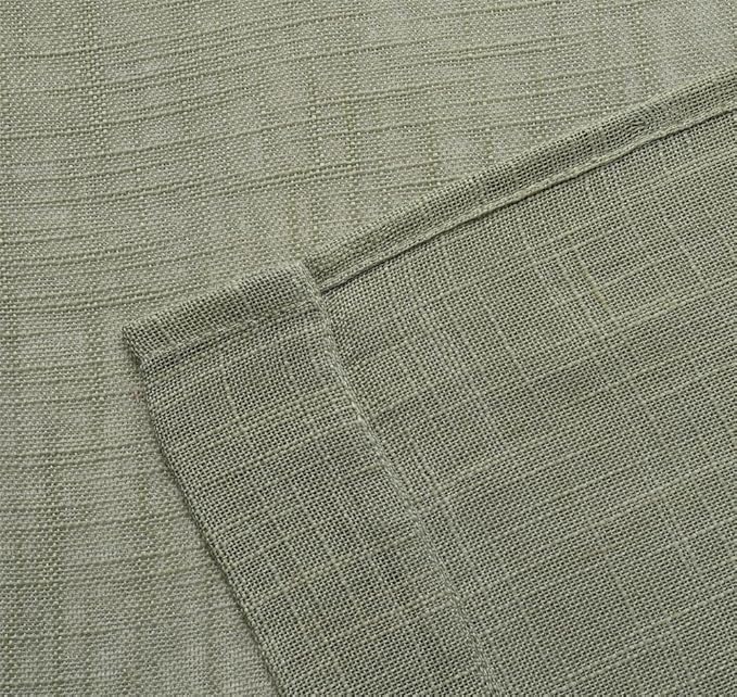 MIUCO Semi Sheer Curtains Poly Linen Textured Solid Grommet Curtains 84 Inches Long for Living Room 2 Panels (2 x 37 Wide x 84" Long) Sage
