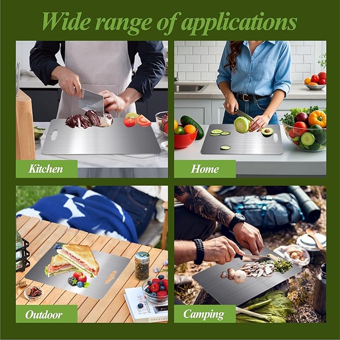 Titanium Cutting Board, 100% Pure Titanium Cutting Boards for Kitchen, Double Sided Food-Grade, Dishwasher Safe Chopping Board for Cutting Meat Vegetable Fruit (14"L x 10"W)