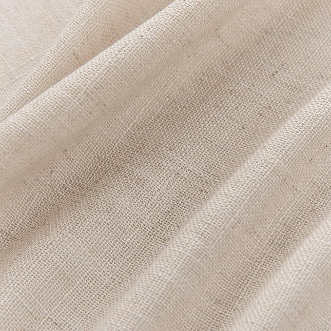Joydeco Linen Curtains for Living Room,Semi Sheer Drapes Window Long Curtains 84 inches Long Pink Beige