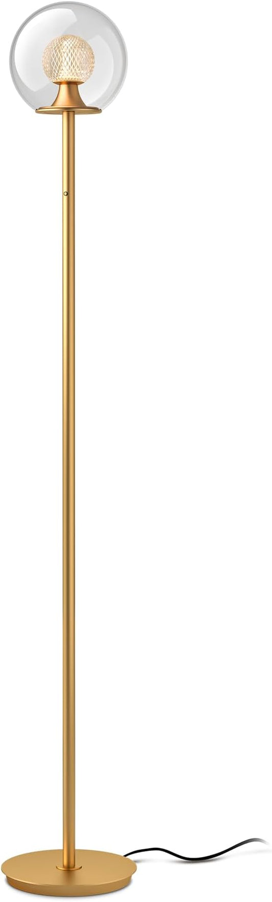 Tubicen Gold Floor Lamp with Dual-Globe Glass Shade Memory Function Art Decor 4-Stage Touch Control Dimmable Modern LED Corner Standing Floor Lamp for Bedroom Office Living Room Bedside