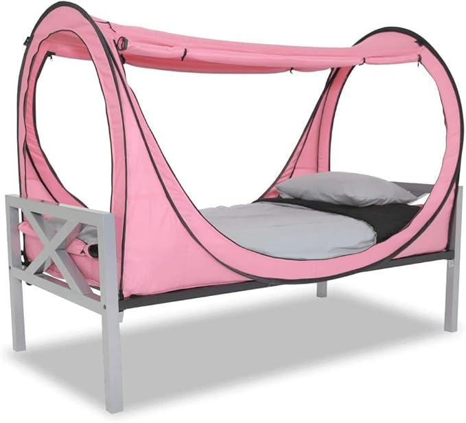 Privacy Pop up Eclipse Bed Tent Bed Drapes (Pink, Full)