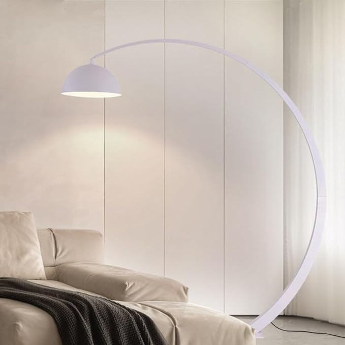 Prismatica | Half Arc Metal Floor Lamp with Brushed Finish | Modern Look for Living Room