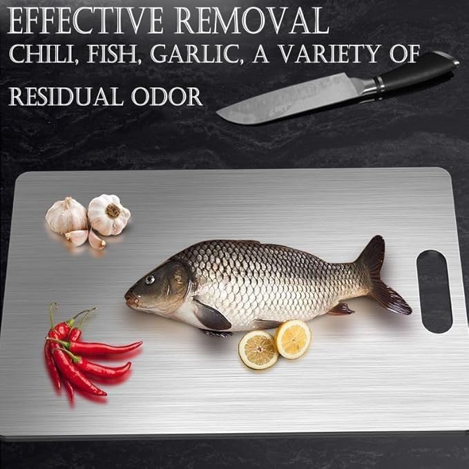 Titanium Cutting Boards for Kitchen - 100% Pure Titanium Cutting Board - Double Sided Food Grade Quality Cutting Boards - Easy to Clean and Store (12"L x 9"W)