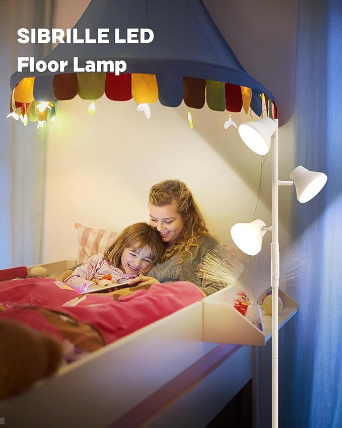 White Floor Lamp, 36W Modern Dimmable Standing Lamp 2700-6500K, 3 Rotatable LED Lights Reading Tall Lamp, Touch & Remote Control Floor Lamps for Living Room Bedroom Office