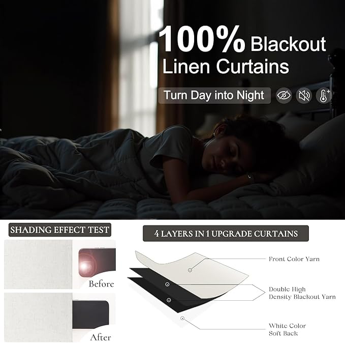 Short Black Out Curtains 54 Inch Long for Bedroom Small Window 2 Panel Back Tab Pocket Lightweight Blackout Insulating Noise Reducing Cooling Curtain for Summer Heat Winter Dining Room Darkening Cream