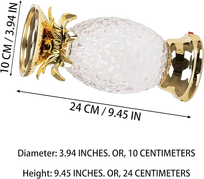 YAKii 9.5" Pineapple LED Color Changing Shine Lava Lamp,Swirling Water Waves Lamp Kid Safe Battery/USB Cable Operated,Table Lamp Candle Holder Table Decoration Gold(Pack of 2)