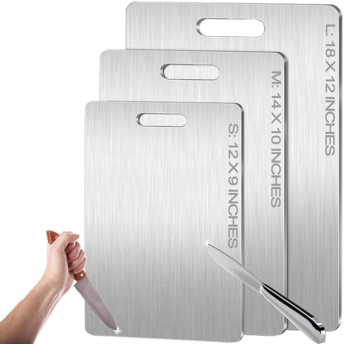 Titanium Cutting Boards for Kitchen - 100% Pure Titanium Cutting Board - Double Sided Food Grade Quality Cutting Boards - Easy to Clean and Store (14"L x 10"W)