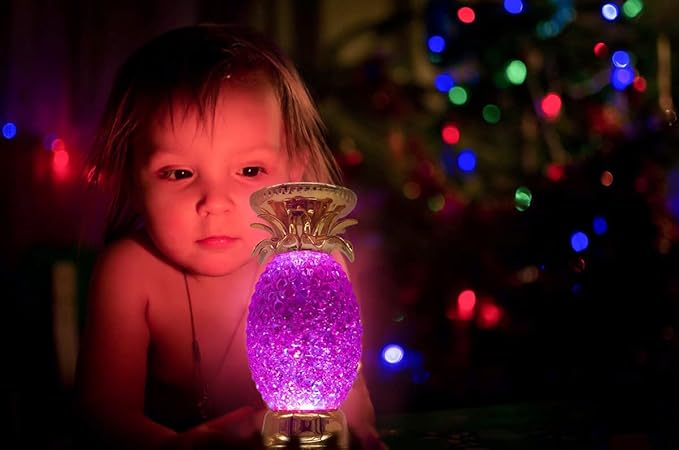YAKii 9.5" Pineapple LED Color Changing Shine Lava Lamp,Swirling Water Waves Lamp Kid Safe Battery/USB Cable Operated,Table Lamp Candle Holder Table Decoration Gold(Pack of 2)