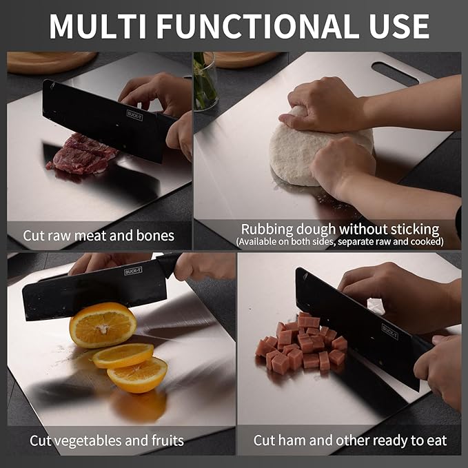 Katuchef Titanium Cutting Board 2025 New Upgrade Pure Titanium Cutting Boards for Kitchen Double Sided Cutting Boards Non Toxic,Hygiene Durable Chopping Board Suitable for Dishwasher Safe(S+M+L)