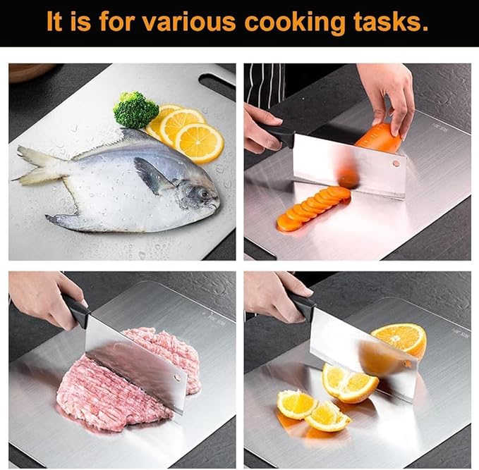 Titanium Cutting Boards for Kitchen - 100% Pure Titanium Cutting Board - Double Sided Food Grade Quality Cutting Boards - Easy to Clean and Store (12"L x 9"W)