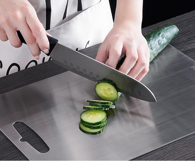 Titanium Cutting Board, New Upgrade Pure Titanium Cutting Boards for Kitchen,Food Grade 316 Stainless Steel Cutting Board，Double sided Dishwasher Safe 12 * 8inch