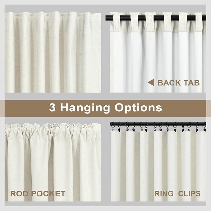 Short Black Out Curtains 54 Inch Long for Bedroom Small Window 2 Panel Back Tab Pocket Lightweight Blackout Insulating Noise Reducing Cooling Curtain for Summer Heat Winter Dining Room Darkening Cream