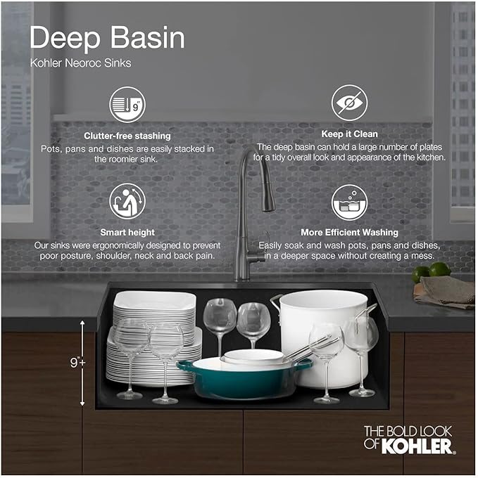 KOHLER 28001-CM6 Cairn Sink, 24 in, Matte White