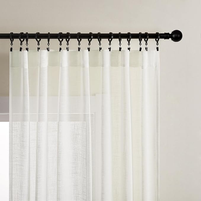 Joydeco Sheer Curtains 96 Inches Long, Cream Curtains for Living Room 2 Panels Set, Ivory Curtains Window Privacy Assured with Light Filtering(W52 x L96 Inch,Ivory)