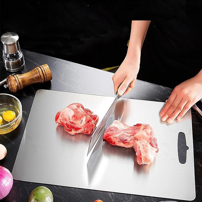 Titanium Cutting Board, New Titanium Cutting Board, Top, 100% Pure Titanium Cutting Boards for Kitchen, Healthy Premium Dual-Sided Chopping Board for Fruit, Meat, Vegetable. (Medium - 14" x 10")