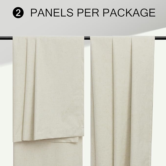 Neutral Burlap Curtains for Living Room 68 Inch Long Beige Closet Curtains for Open Closet Doors Sliding Panels Total Blackout Linen Curtain for Bedroom Aesthetic Light Blocking Viral Drapes