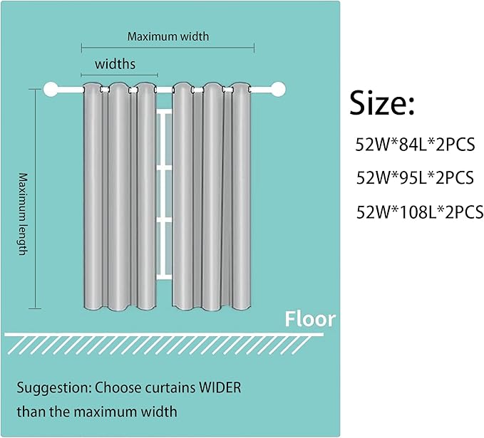 Grommets Blackout Long Window Curtains Navy Blue Gold-52W*84L 2PCS Drapes for Bedroom