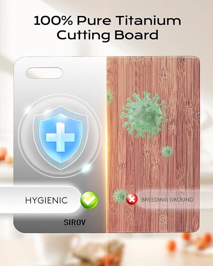 Titanium Cutting Board, 100% Pure Titanium Cutting Boards For Kitchen, Best Non Toxic titanium chopping board, Dishwasher safe, Hygiene and Durability for Meat, Fruit, and Vegetables (12.6L*8W)