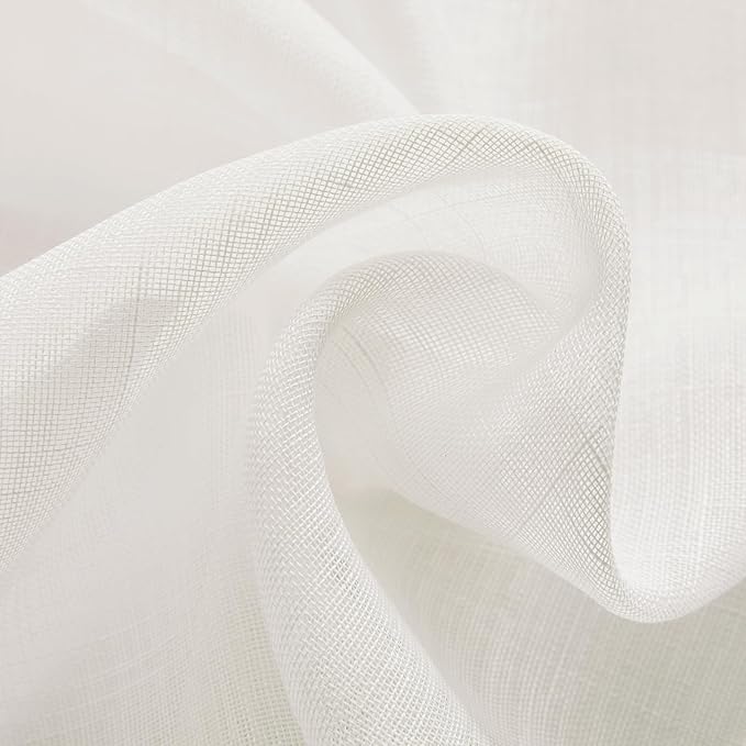 Joydeco Sheer Curtains for Living Room, Cream Curtains 90 Inches Long 2 Panels Set, Ivory Curtains Window Privacy Assured with Light Filtering(W52 x L90 Inch,Ivory)