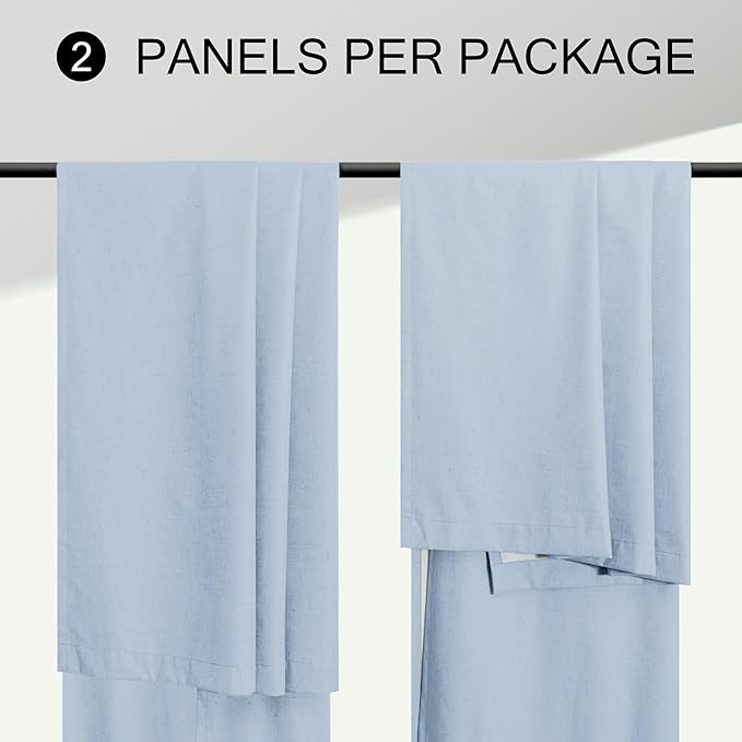 Light Blue Curtains 84 Inch Length for Bedroom 2 Panel Back Tab Pocket Pale Sky Colored Darkening Insulated Thermal Country Farmhouse Linen Blackout Curtain for Living Room Black Out Long Drape Window