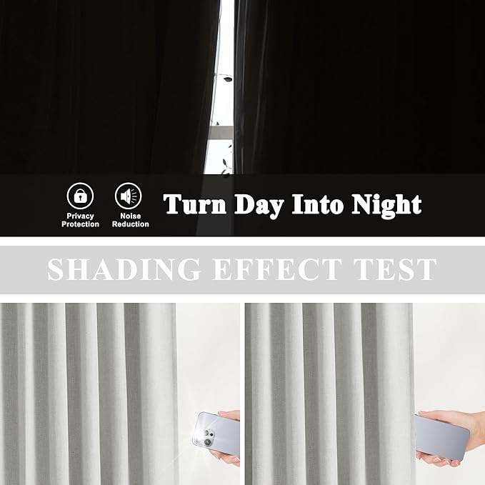 Vision Home Light Grey Pinch Pleated Full Blackout Curtains Linen Blended Room Darkening Curtain Panels 84 inch for Living Room Bedroom Thermal Insulated Pinch Pleat Drapes with Hooks 40" Wx84 Lx2