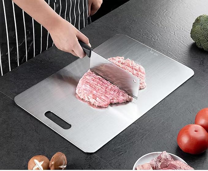 Titanium Cutting Board, New Upgrade Pure Titanium Cutting Boards for Kitchen,Food Grade 316 Stainless Steel Cutting Board，Double sided Dishwasher Safe 18.1 * 11.8inch