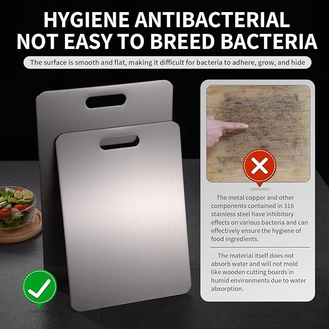 Katuchef Titanium Cutting Board 2025 New Pure Titanium Cutting Boards for Kitchen Double Sided Cutting Board Non Toxic,Hygiene Durable Chopping Board Suitable for Dishwasher Safe(18.11 * 11.81)