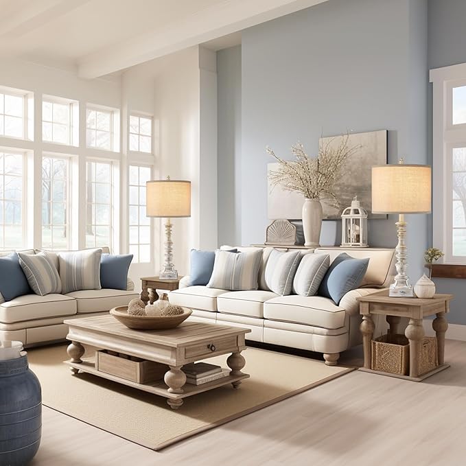 Farmhouse Table Lamps for Bedroom Set of 2 Vintage 3-Way Dimmable Touch Control Nightstand Lamps, Bedside Lamps for Living Room, Traditional Nightstand Lamp End Table lamps 28.5" (Bulbs Included)