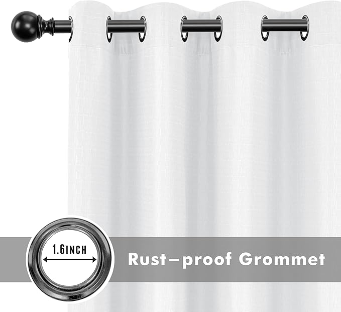 HolidayIdeas 4 Panels Linen Outdoor Curtains for Patio Waterproof White Curtains 84 Inch Length Set-Wide Curtains Weatherproof, Privacy, Textured for Pergola, Porch, Gazebo-110 Wide x 84" Long