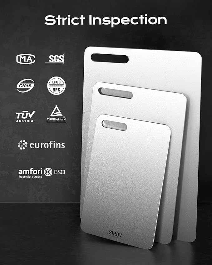 Titanium Cutting Board, 100% Pure Titanium Cutting Boards For Kitchen, Best Non Toxic titanium chopping board, Dishwasher safe, Hygiene and Durability for Meat, Fruit, and Vegetables (12.6L*8W)