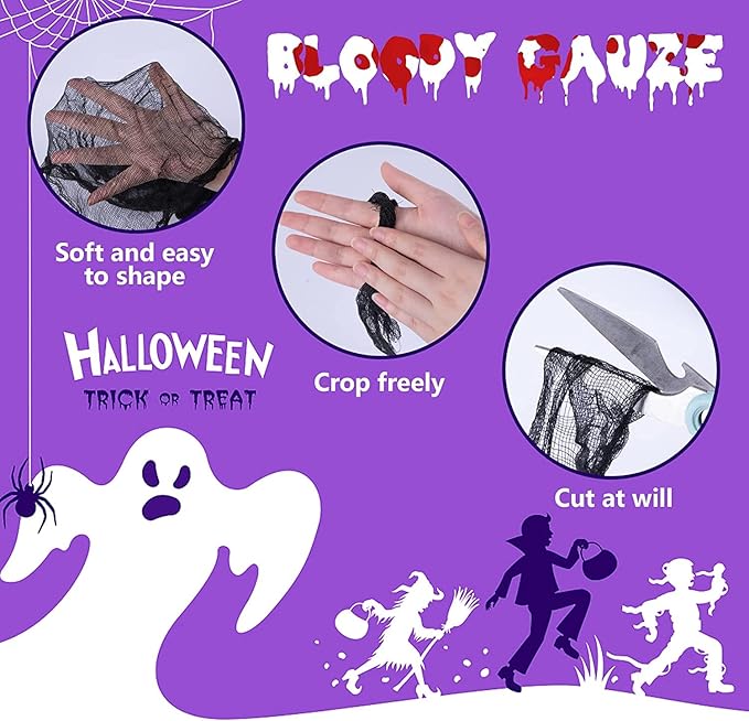 Sfcddtlg 4 Pcs Halloween Black Doorway Curtain- 65 x 39 Inch Creepy Door Curtain Decorations- Scary Spooky Cloth for Halloween Party Haunted House Decoration