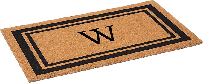 Calloway Mills 152962448 Black Border 24" x 48" Monogram Doormat (Letter W)