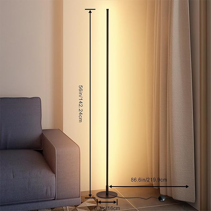 Corner Floor Lamp, 2 Pack Modern Floor Lamp with Remote and Stepless Dimmable Colors Temperature & Brightness, Standing Lamps for Living Room Bedroom Office