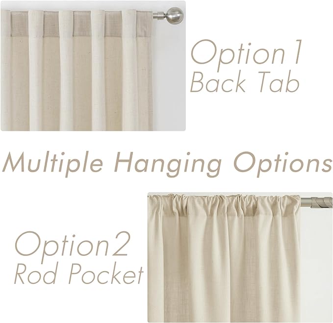 Joydeco Linen Curtains, 90 Inch Length, 2 Panels Set for Living Room, Light Filtering