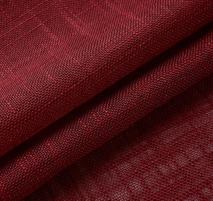 MIUCO Semi Sheer Curtains Poly Linen Textured Solid Grommet Curtains 95 Inches Long for Window Treatment 2 Panels (2 x 37 Wide x 95" Long) Burgundy
