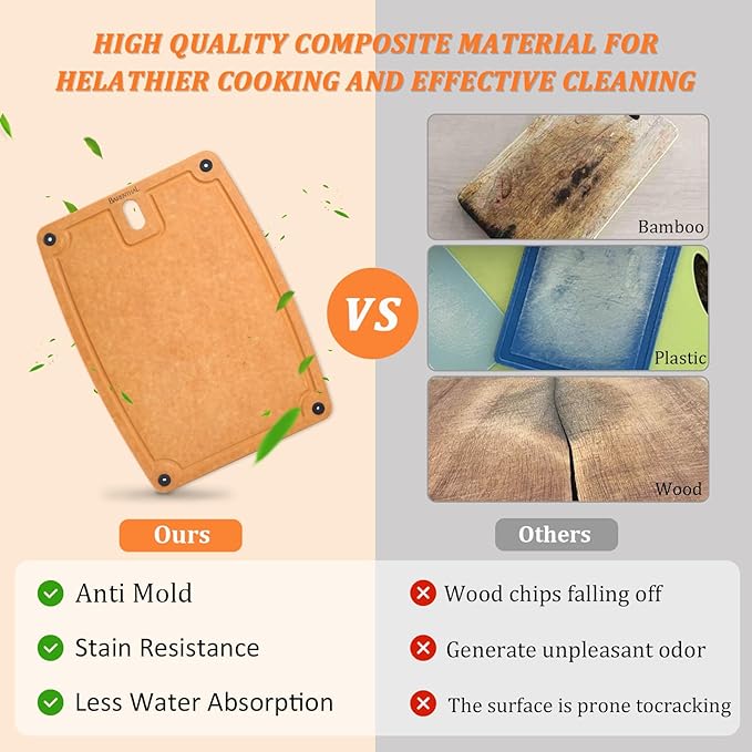 Large cutting boards for kitchen dishwasher - 2PC cutting board set double-sided with Non-Slip Feet and Juice Groove Composite chopping board for kitchen knife Friendly XL(18.8")+L(14.5")