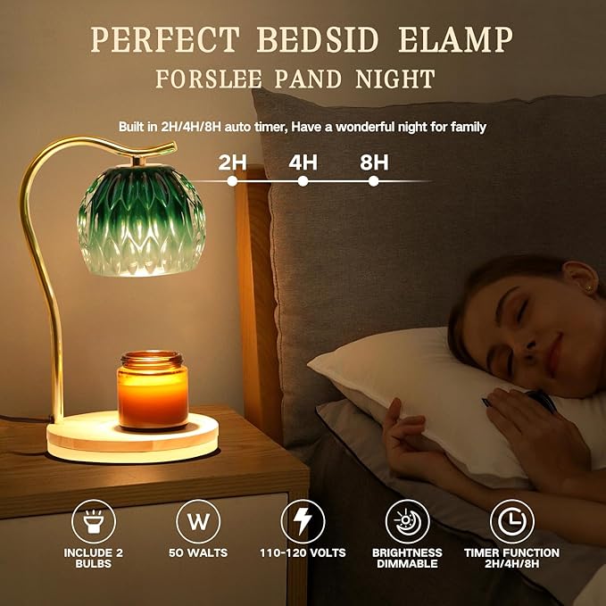 GEEZO Fragrance Candle Warmer Lamp，Electric Candle Warmer with Timer & Dimmer，Mom Christmas Birthday Gifts for Women, House Warming Gifts New Home Bedroom Decor