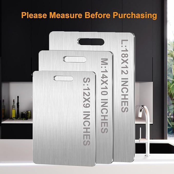 Titanium Cutting Boards for Kitchen - 100% Pure Titanium Cutting Board - Double Sided Food Grade Quality Cutting Boards - Easy to Clean and Store (18"L x 12"W)